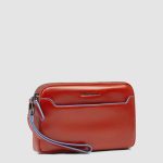 Piquadro Pochette uomo arancione in pelle a tre scomparti Blue Square