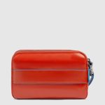 Piquadro Pochette uomo arancione in pelle a tre scomparti Blue Square