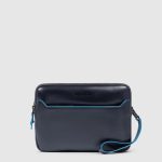 Piquadro Pochette uomo blu in pelle con chiusura a impronta digitale Blue Square
