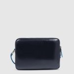 Piquadro Pochette uomo blu in pelle con chiusura a impronta digitale Blue Square