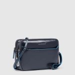 Piquadro Pochette uomo blu in pelle con chiusura a impronta digitale Blue Square