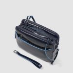 Piquadro Pochette uomo blu in pelle con chiusura a impronta digitale Blue Square