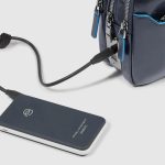 Piquadro Pochette uomo blu in pelle con chiusura a impronta digitale Blue Square