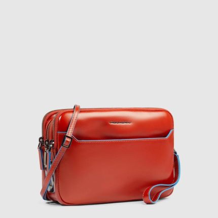 Piquadro Pochette uomo arancione in pelle con chiusura a impronta digitale Blue Square