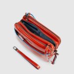 Piquadro Pochette uomo arancione in pelle con chiusura a impronta digitale Blue Square