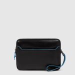 Piquadro Pochette uomo nero in pelle con chiusura a impronta digitale Blue Square