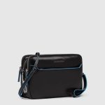 Piquadro Pochette uomo nero in pelle con chiusura a impronta digitale Blue Square