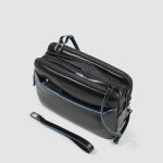 Piquadro Pochette uomo nero in pelle con chiusura a impronta digitale Blue Square
