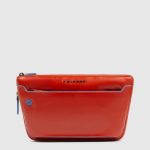 Piquadro Marsupio arancione in pelle con attacchi tracolla riposizionabili Blue Square