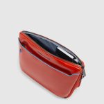 Piquadro Marsupio arancione in pelle con attacchi tracolla riposizionabili Blue Square