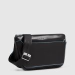 Piquadro Marsupio nero in pelle con attacchi tracolla riposizionabili Blue Square