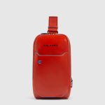 Piquadro Monospalla uomo arancione in pelle personalizzabile Blue Square