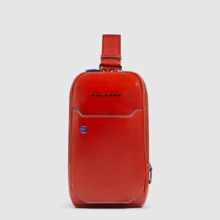 Piquadro Monospalla uomo arancione in pelle personalizzabile Blue Square