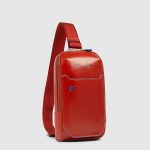 Piquadro Monospalla uomo arancione in pelle personalizzabile Blue Square