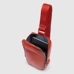 Piquadro Monospalla uomo arancione in pelle personalizzabile Blue Square