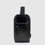 Piquadro Monospalla uomo nero in pelle personalizzabile Blue Square