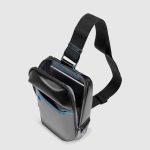 Piquadro Monospalla uomo nero in pelle personalizzabile Blue Square