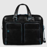 Piquadro Borsa nera in pelle porta pc 14" Blue Square