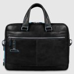 Piquadro Borsa nera in pelle porta pc 14" Blue Square
