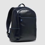 Piquadro Zaino blu in pelle porta pc 14" Blue Square