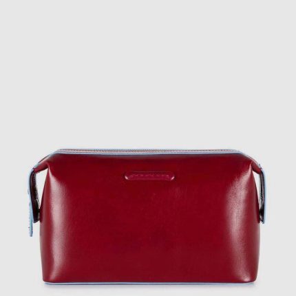 Piquadro Beauty case rosso in pelle Blue Square