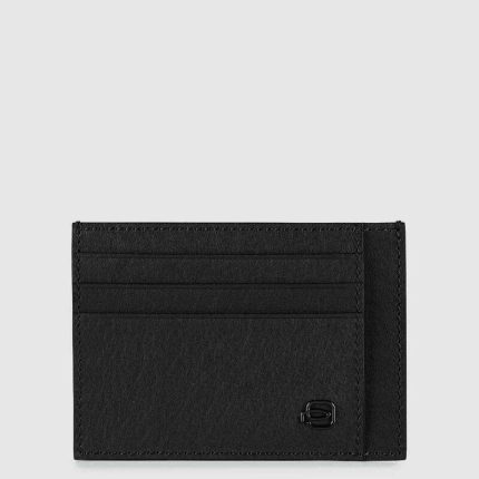 Piquadro Portacarte uomo sottile nero in pelle Black Square
