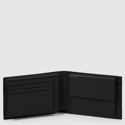 Piquadro Portafogli uomo nero in pelle con porta documenti Black Square