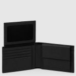 Piquadro Portafogli uomo nero in pelle con porta documenti Black Square