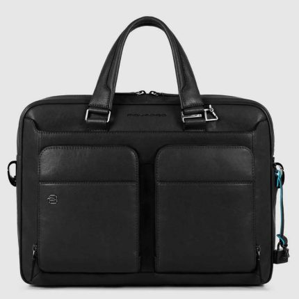 Piquadro Borsa nera in pelle porta pc 14" Black Square
