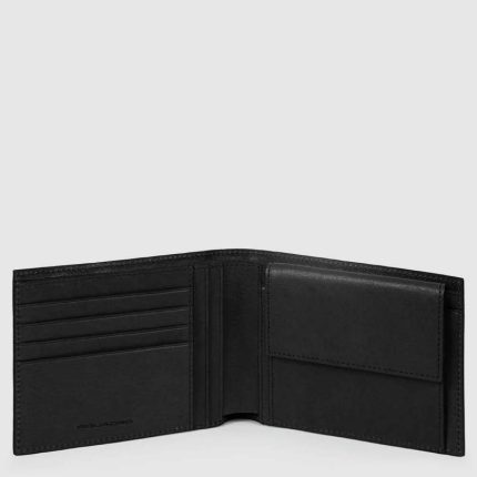 Piquadro Portafogli uomo nero in pelle con porta monete Black Square