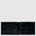 Piquadro Portafogli uomo nero in pelle con porta documenti Black Square