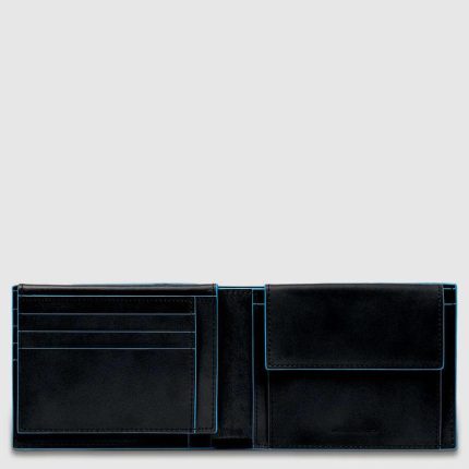 Piquadro Portafogli uomo nero in pelle con porta documenti Black Square