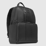 Piquadro Zaino nero in pelle porta pc 14" Urban