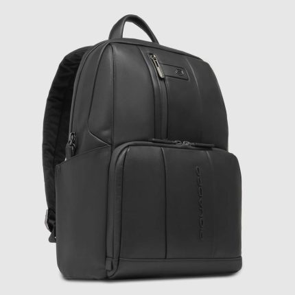 Piquadro Zaino nero in pelle porta pc 14" Urban