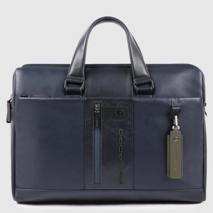 Piquadro Borsa blu in pelle porta pc 15,6" personalizzabile Urban