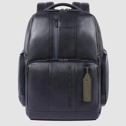 Piquadro Zaino blu in pelle porta pc 15,6" personalizzabile Urban