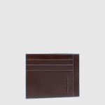 Piquadro Portacarte uomo sottile mogano in pelle Blue Square