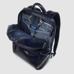 Piquadro Zaino blu in pelle porta pc 15,6" Blue Square