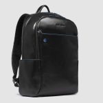 Piquadro Zaino nero in pelle porta pc 15,6" Blue Square