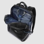 Piquadro Zaino nero in pelle porta pc 15,6" Blue Square