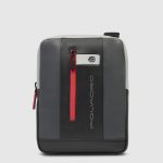 Piquadro Borsello a tracolla uomo grigio in pelle porta iPadrban
