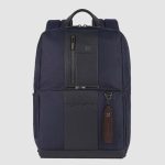 Piquadro Zainetto blu in tessuto riciclato e pelle porta pc 14" Brief
