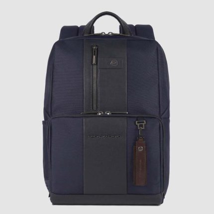 Piquadro Zainetto blu in tessuto riciclato e pelle porta pc 14" Brief