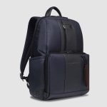 Piquadro Zainetto blu in tessuto riciclato e pelle porta pc 14" Brief