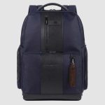 Piquadro Zaino blu in tessuto riciclato e pelle porta pc 15,6" Brief