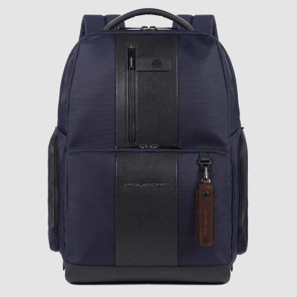 Piquadro Zaino blu in tessuto riciclato e pelle porta pc 15,6" Brief