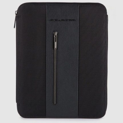 Piquadro Portablocco nero in tessuto riciclato e pelle con scomparto per iPado 12,9" Brief