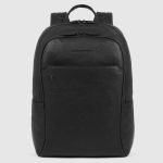 Piquadro Zaino nero in pelle porta pc 15,6" Black Square