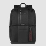 Piquadro Zainetto nero in tessuto riciclato e pelle porta pc 14" Brief