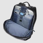 Piquadro Zaino nero in pelle porta pc 14" Blue Square